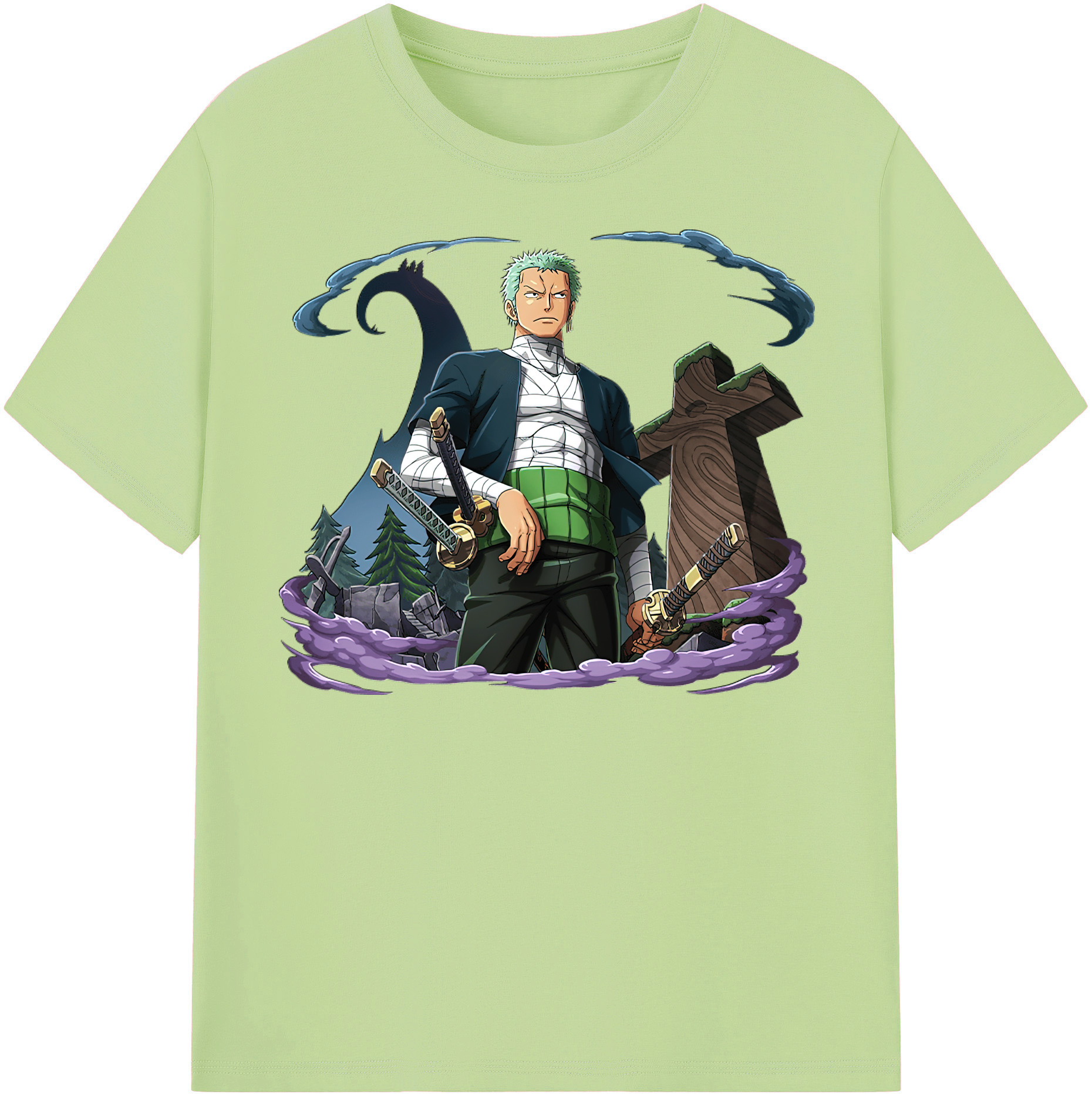 ワンピース ロロノア・ゾロ ONE PIECE Roronoa Zoro 綿100％半袖Tシャツ（フロントプリント）
